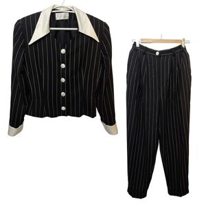 Vintage 100% Wool Women's Pinstripe 2-Piece Suit